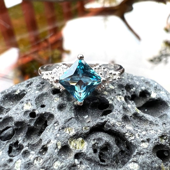 Handcrafted London Blue Topaz Ring Solid Sterling Silver , December birthstone - Picture 6 of 10